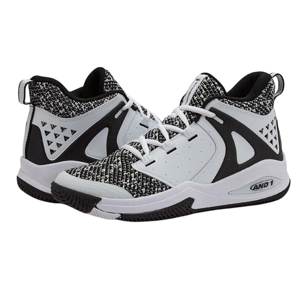 AND1 Mens Takeoff Basketball Shoes Size 11 EU 45 White Black Athletic NWOB
